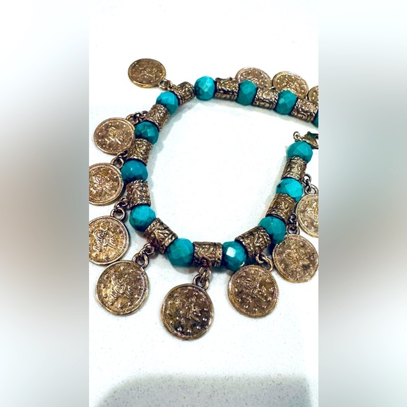Semiprecious sterling silver Italian coin bracelet
